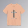 A heather peach colored "Believe 3:16", with a 3D stacked cross graphic and the words "Believe" and "John 3:16" on the front.