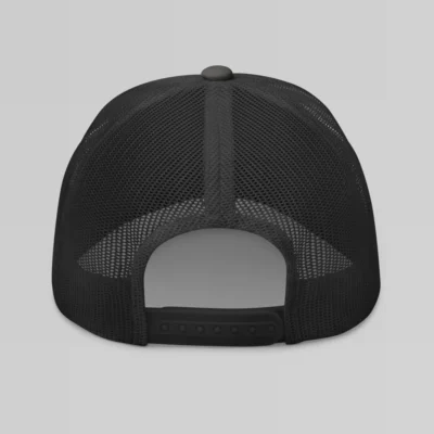 Back of a Charcoal Mesh Trucker cap.