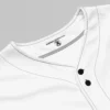 Image showing the front collar, seams, and buttons on the BBGB Recycled Baseball Jersey.