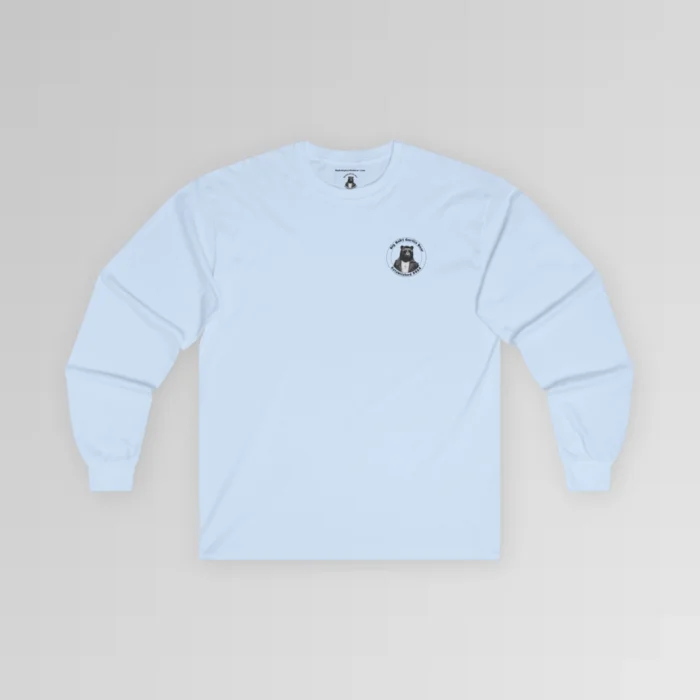 Light Blue, Long Sleeve Tee with the Big Baby Gorilla Bear Logo on the front left breast of the shirt.